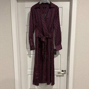 Red and Black Patterned Long Sleeve Dress